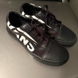 Vans Kids' Black and White Logo Sneakers